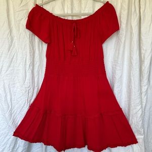 Off Shoulder Red Mini Dress